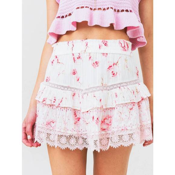 NEW LOVESHACKFANCY tanisha skirt in cherry soda - Picture 1 of 4